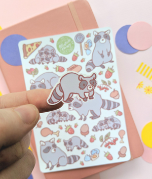 Raccoon Sticker Sheet - Cute Animal Planner Journal Stickers - Trash Panda