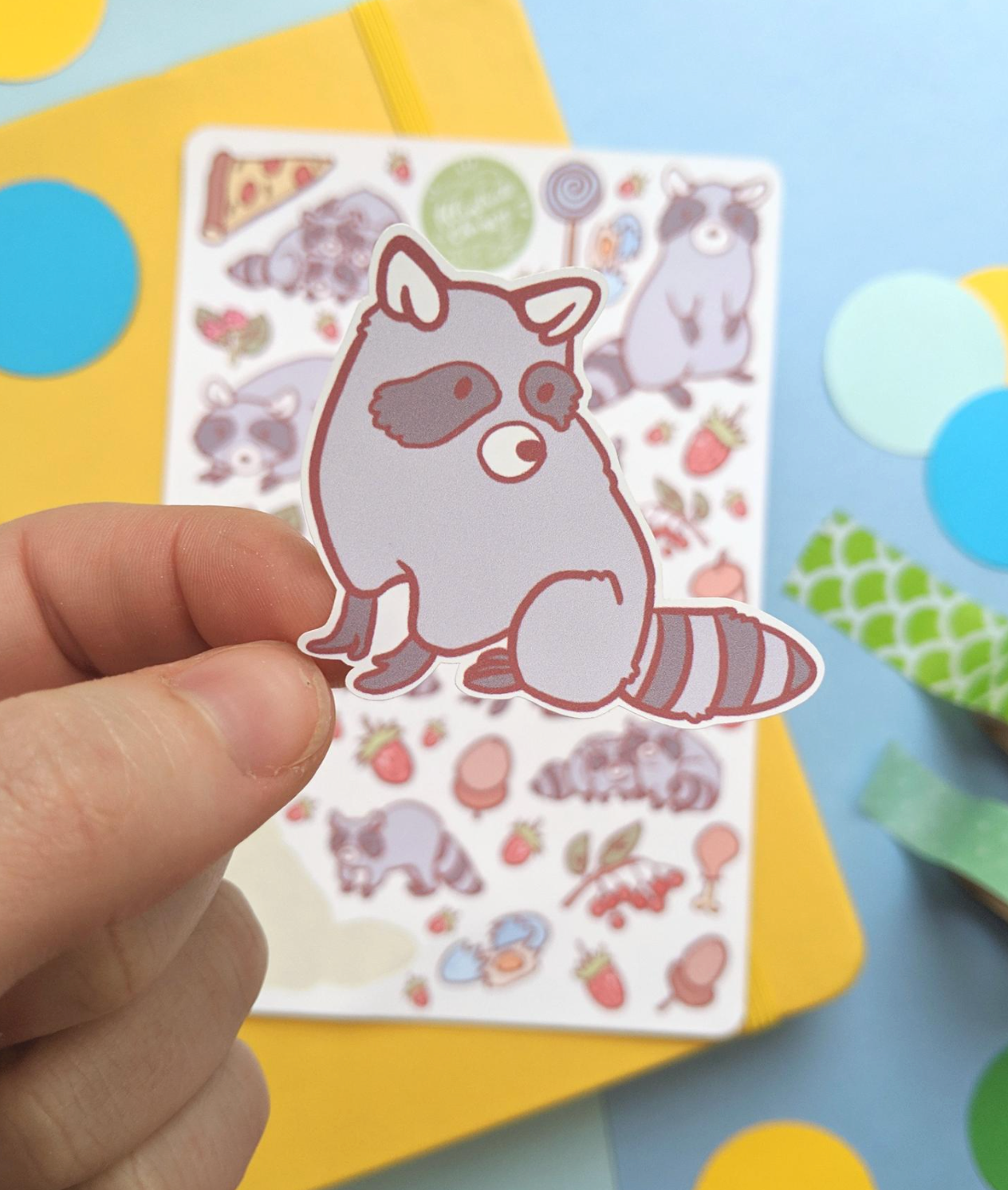 Raccoon Sticker Sheet - Cute Animal Planner Journal Stickers - Trash Panda