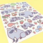 Raccoon Sticker Sheet - Cute Animal Planner Journal Stickers - Trash Panda