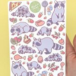 Raccoon Sticker Sheet - Cute Animal Planner Journal Stickers - Trash Panda