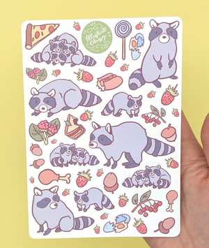 Raccoon Sticker Sheet - Cute Animal Planner Journal Stickers
