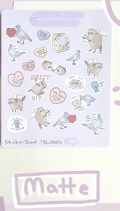 Trash Can Romance Cute Raccoon Sticker Sheet