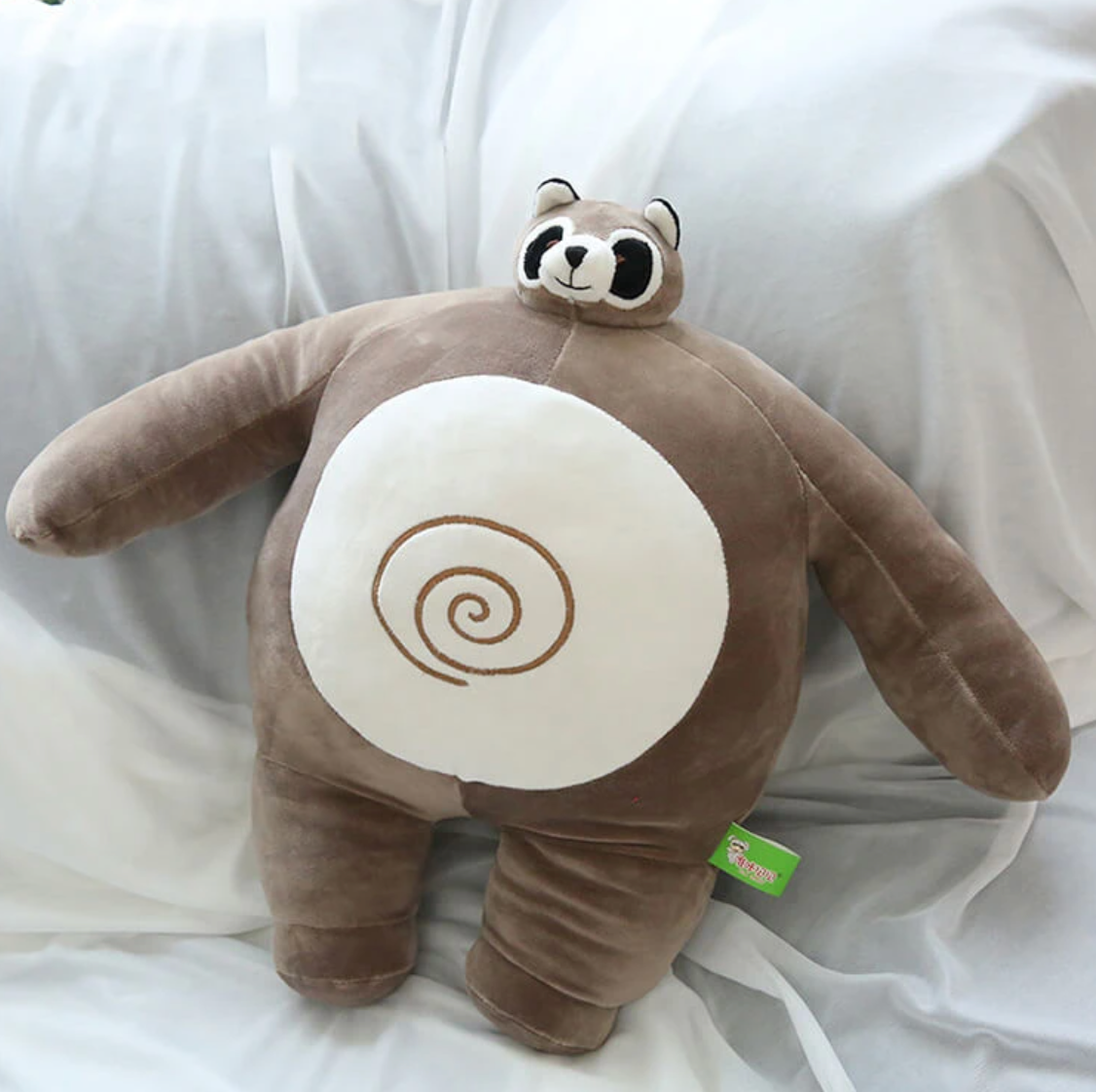 Chubby Tiny Heads Stuffed Animal Hugging Pillow Adorable Raccoon