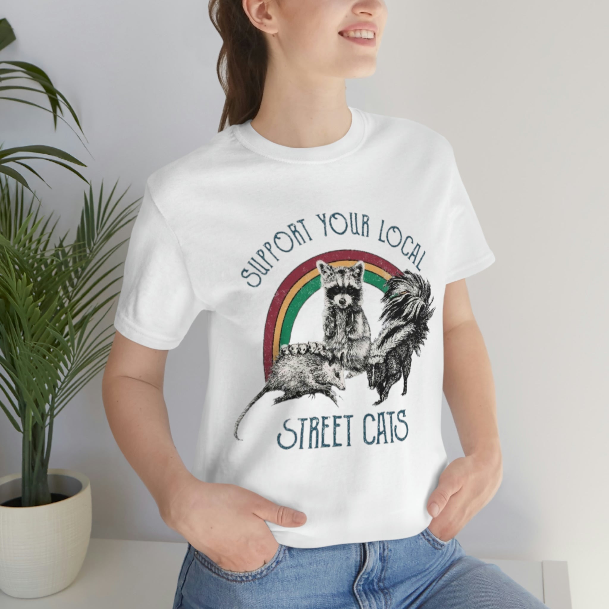Support Your Local Street Cats - Funny Gift For Raccoon Lovers -- Short-Sleeve Unisex T-Shirt